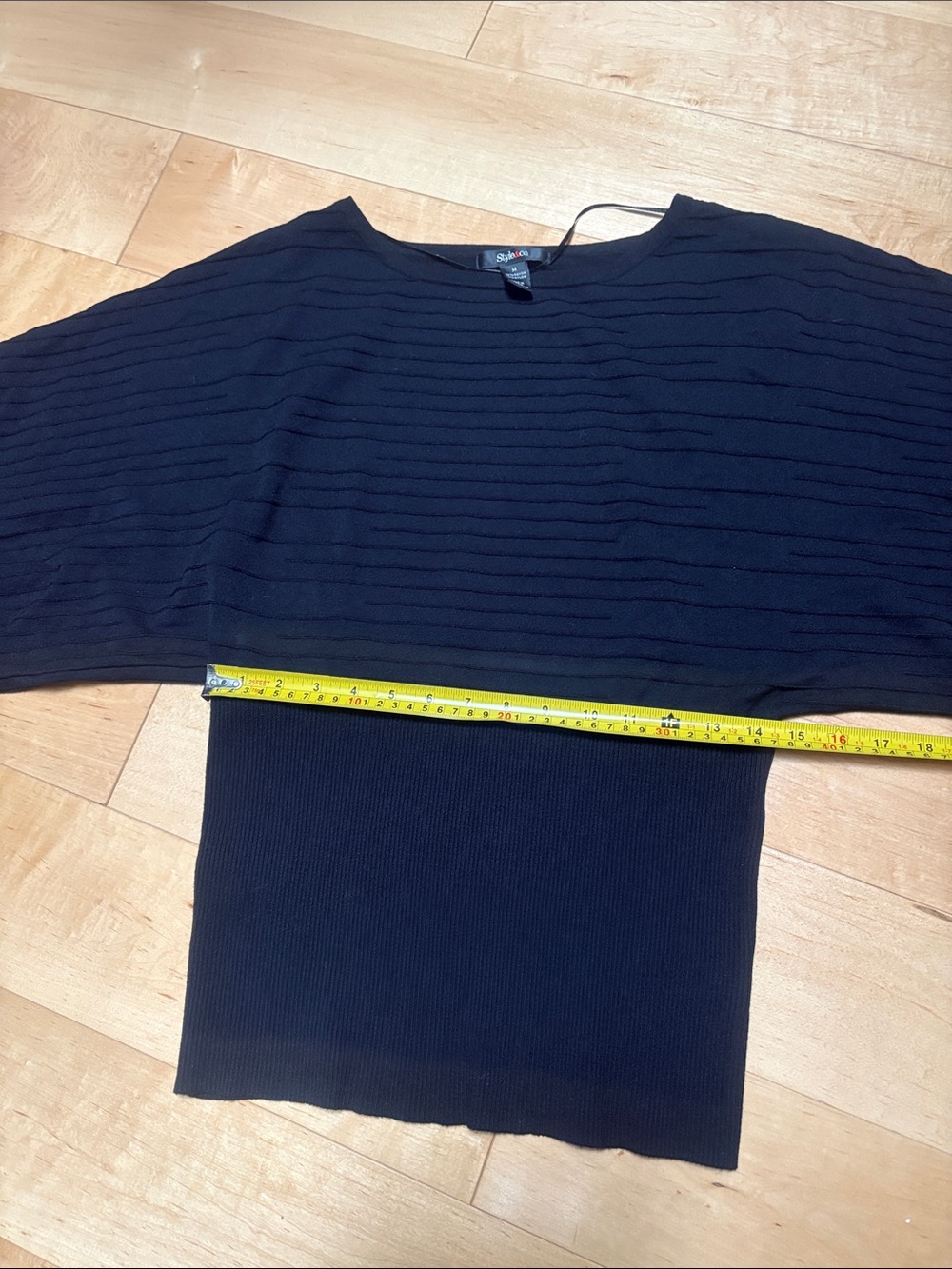 Style & Co. Black Ribbed Wide-Sleeve Knit Topper - Picture 4 of 7